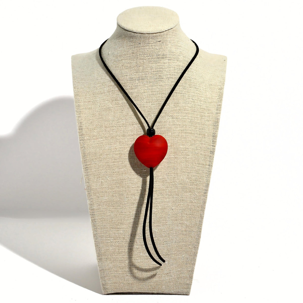 Murano Glass Amore Heart Pendant Necklace, Made in Italy