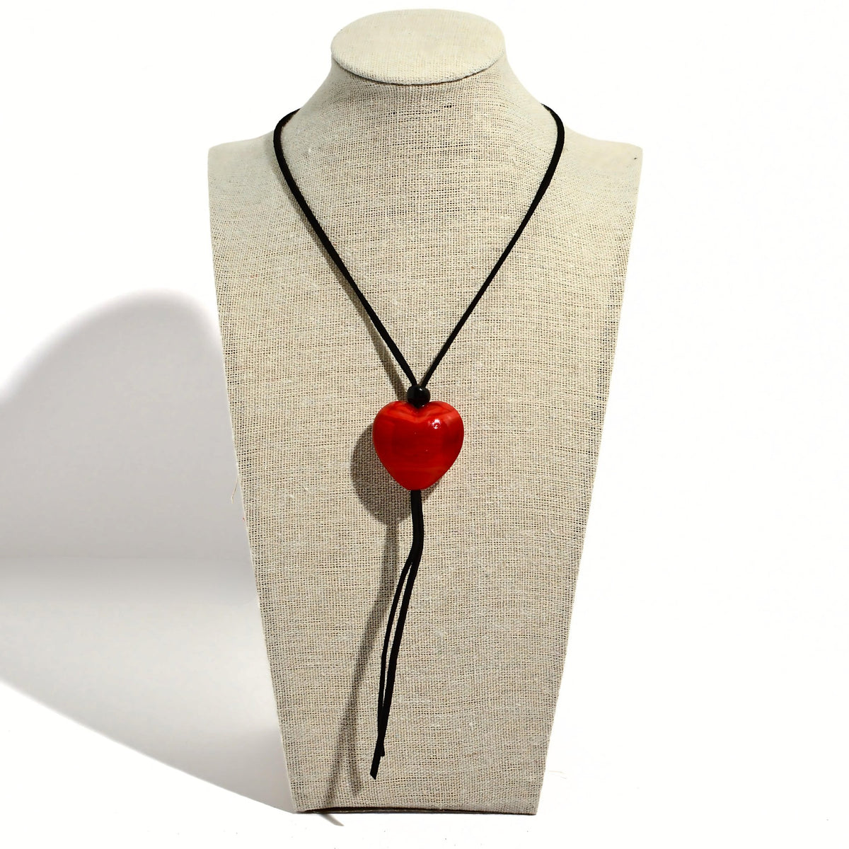 Murano Glass Amore Heart Pendant Necklace, Made in Italy