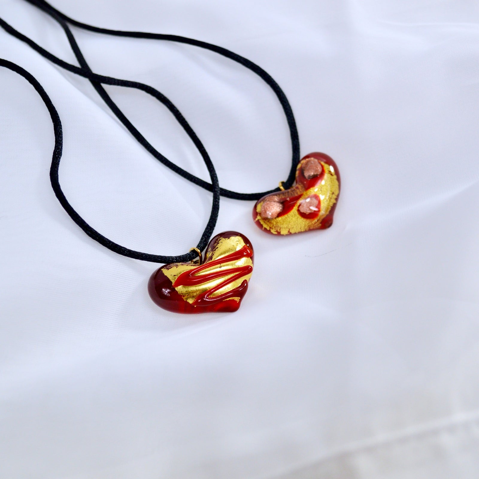 Murano glass decorated heart pendant necklace by MyItalianDecor, featuring colorful hand-crafted Italian glass art.