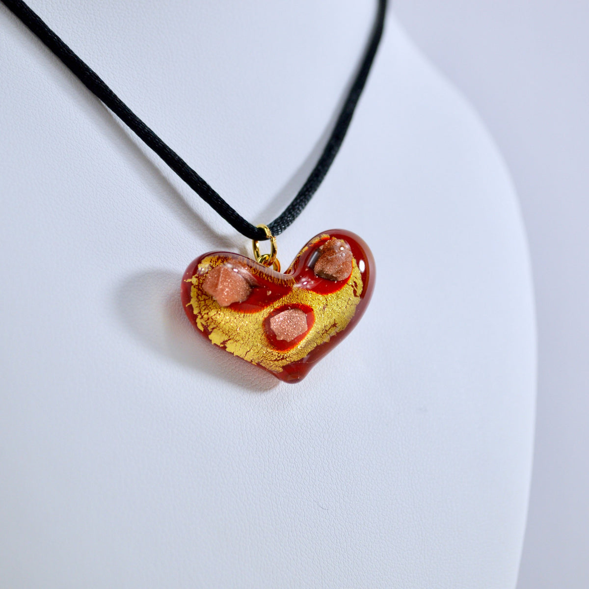 Murano Glass Decorated Heart Pendant Necklace, Made in Italy - My Italian Decor