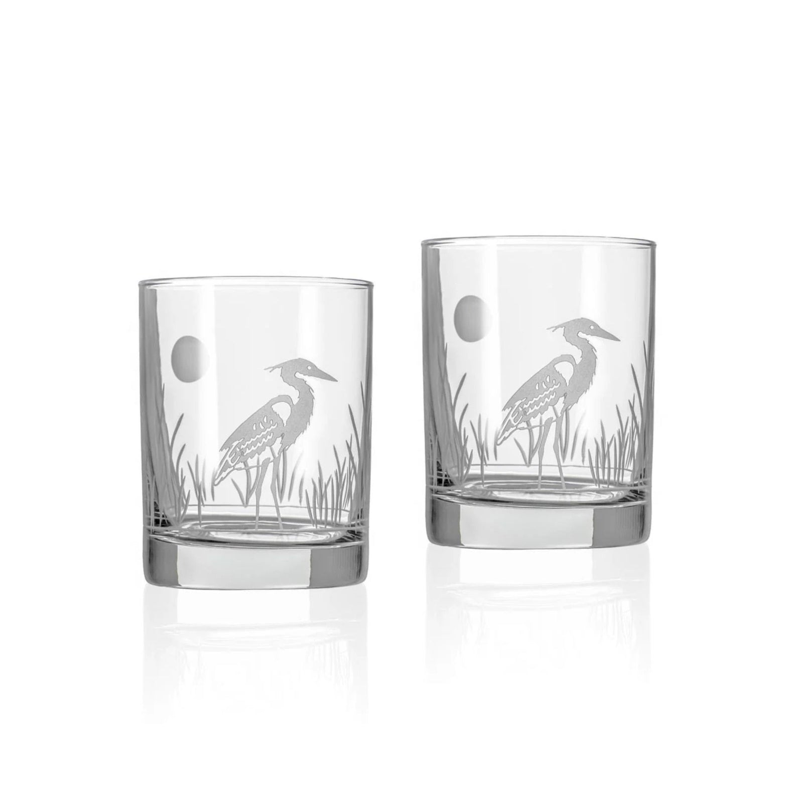 Heron Whiskey Glasses Tumblers Set of 2, 13oz - USA Made - My Italian Decor