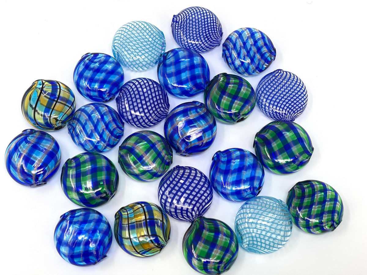 Murano Glass Filigrana Penny Beads, Set of 4, Made in Italy - My Italian Decor