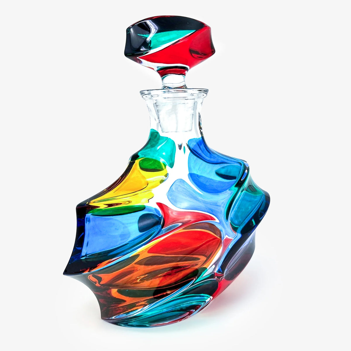 Caly Decanter, Hand-Painted Italian Crystal, Made in Italy