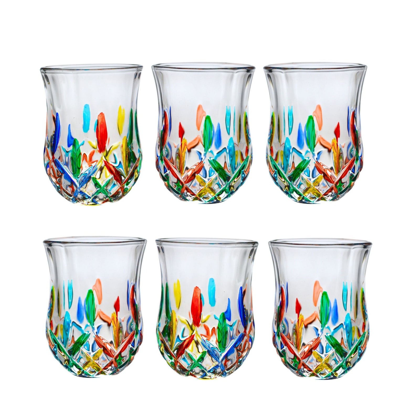 Opera Shot Glasses, Set of 6, Hand Painted Crystal, Made in Italy - My Italian Decor