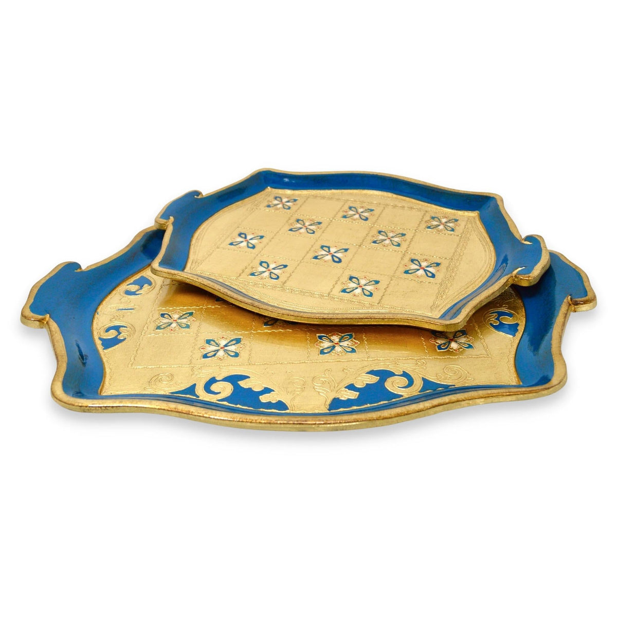 Florentine Carved Gilded Wood, Elegant Tray, Set of 2, Made in Italy - My Italian Decor