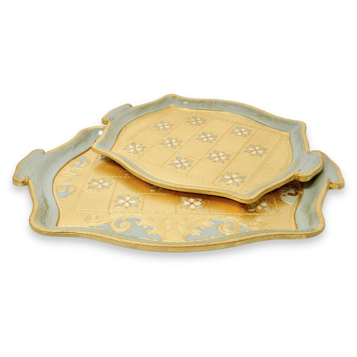 Florentine Carved Gilded Wood, Elegant Tray, Set of 2, Made in Italy - My Italian Decor