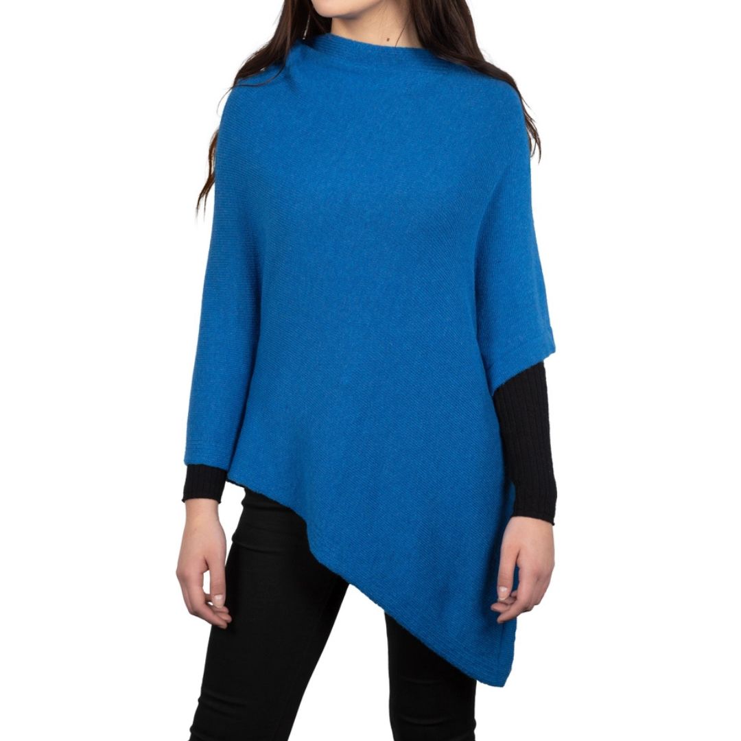 Red cashmere blend poncho by My Italian Decor, featuring a cozy, draped design perfect for layering and stylish warmth.