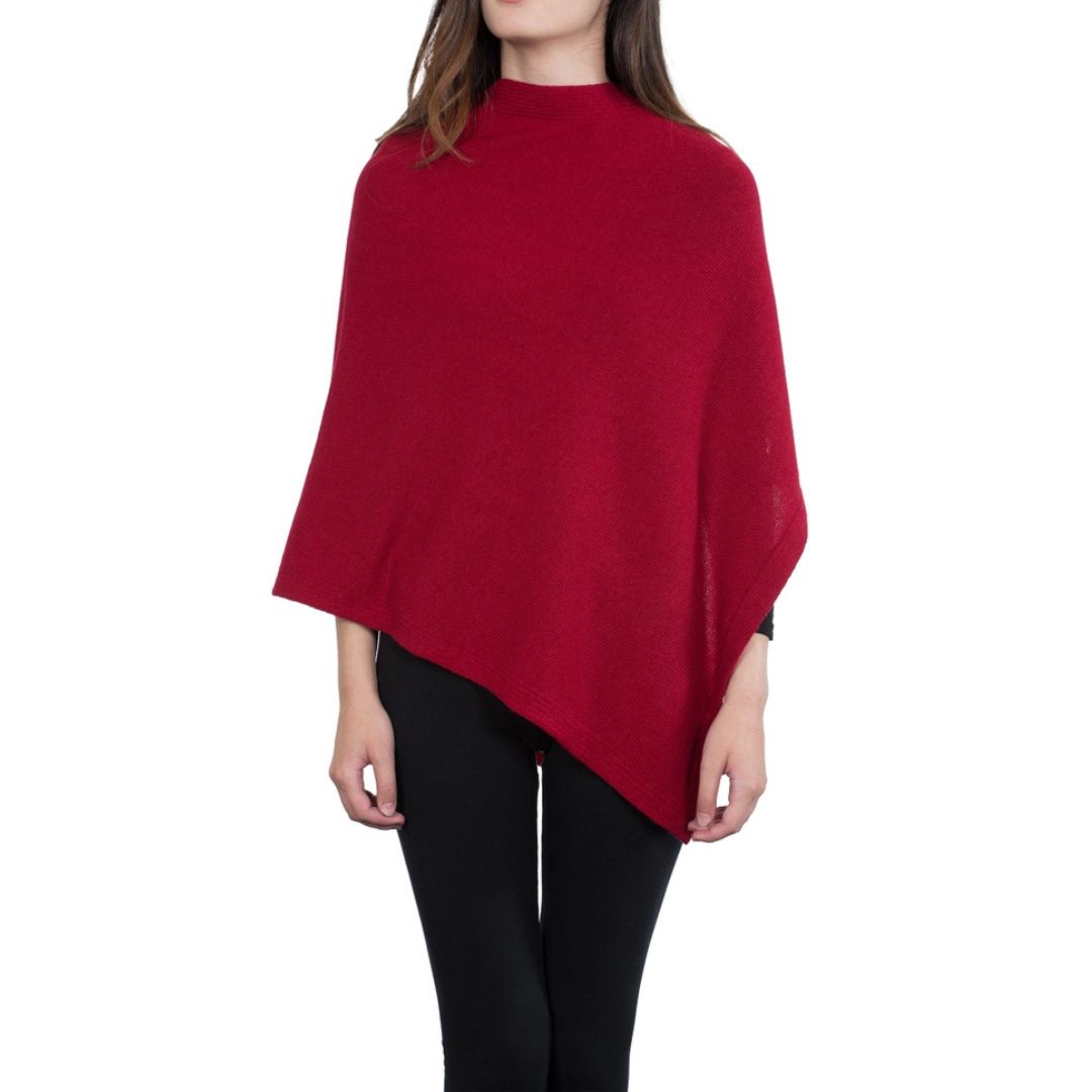 Red cashmere blend poncho from My Italian Decor, featuring a cozy, stylish design made in Italy.