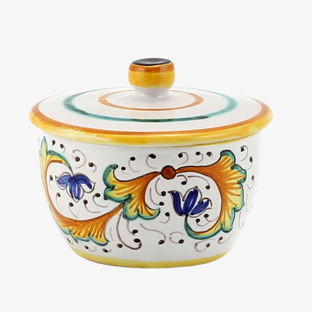 Hand Painted Deruta Ceramic Jar Candle, Perugino Design