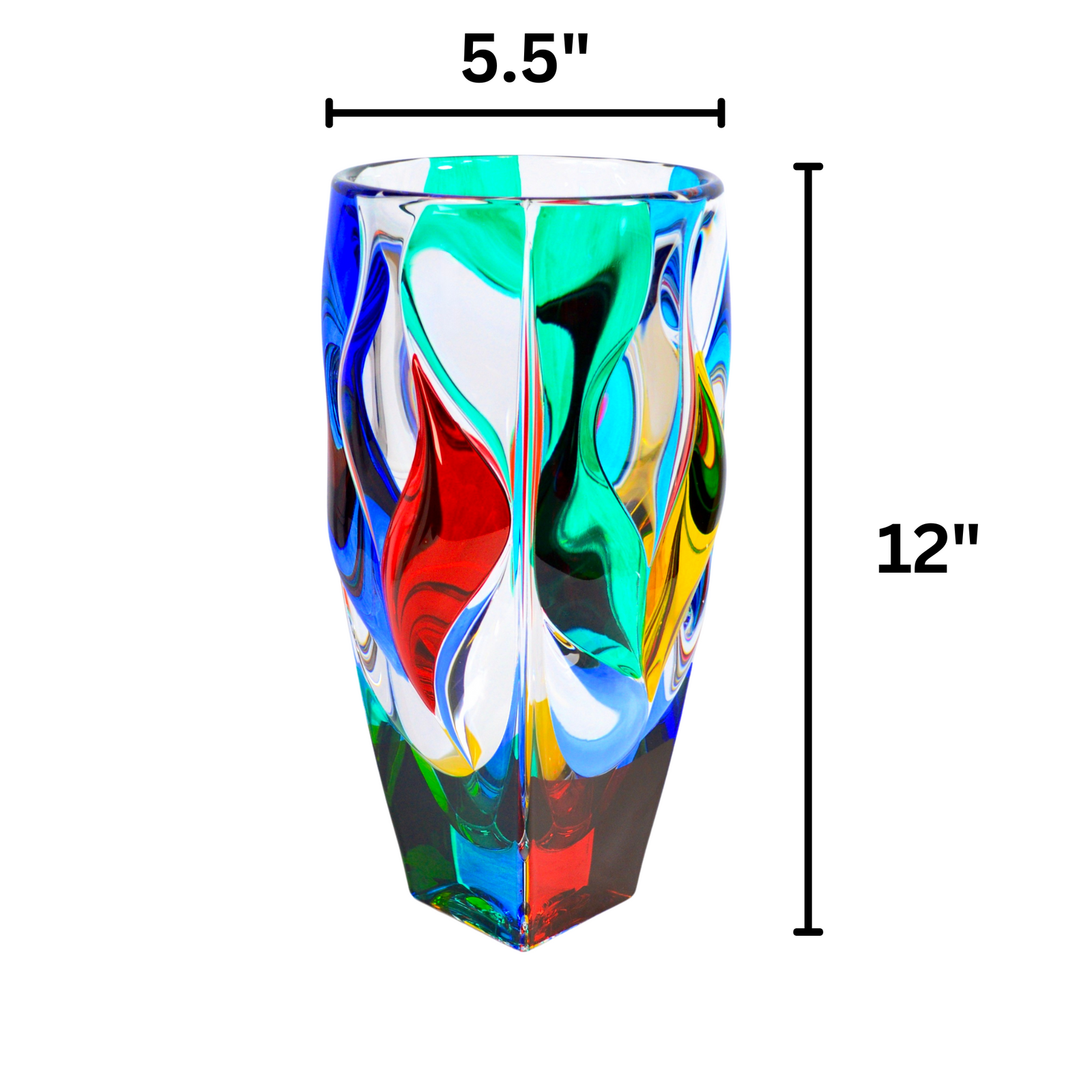 Hand-painted Italian crystal Jazz Vase by DZ featuring intricate designs and elegant craftsmanship.