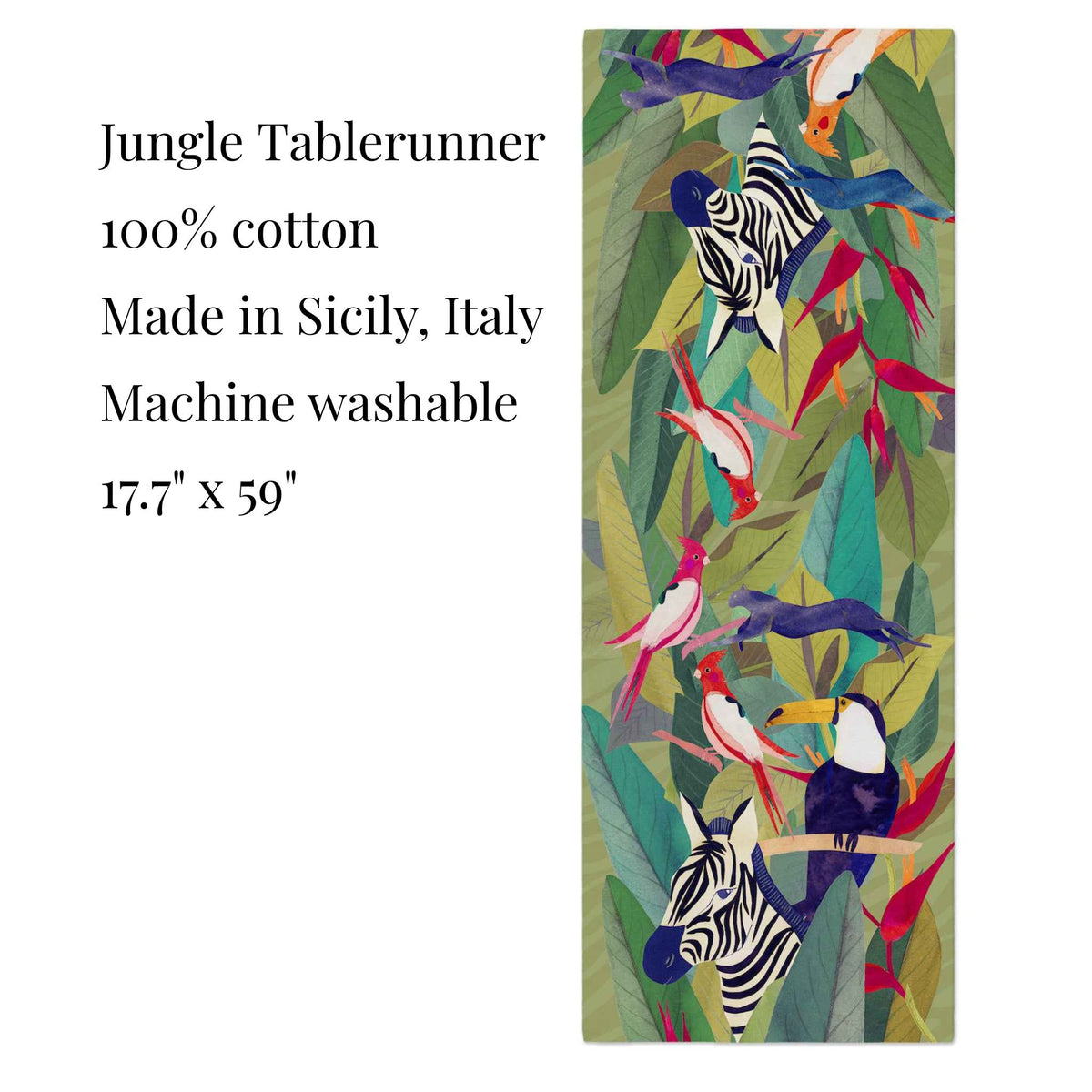 Jungle Table Runner, 100% Cotton, Made in Italy - My Italian Decor