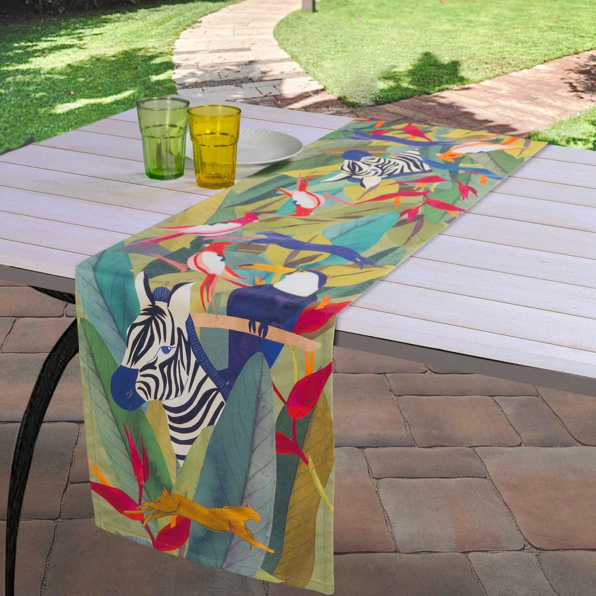 Jungle Table Runner, 100% Cotton, Made in Italy - My Italian Decor