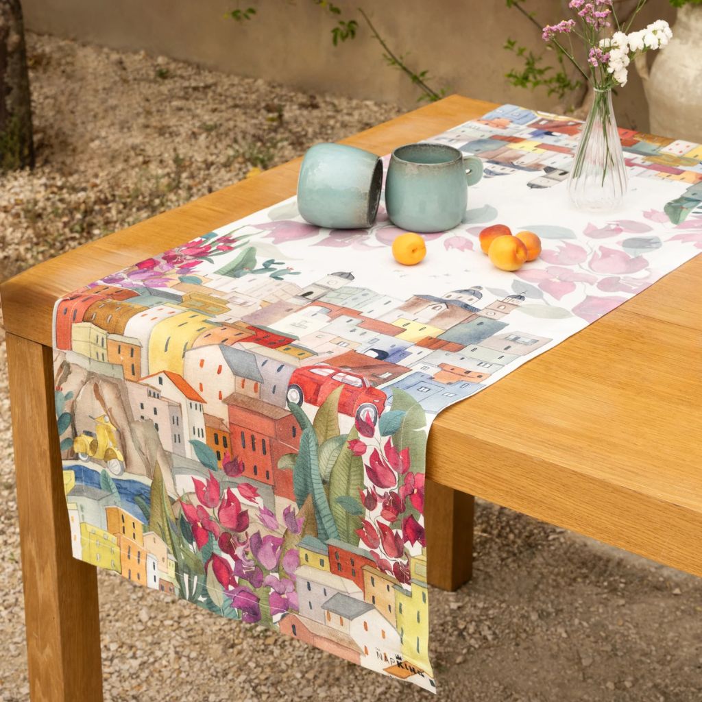 La Riviera Linen Table Runner, 19.5" x 59", Made in Italy - My Italian Decor
