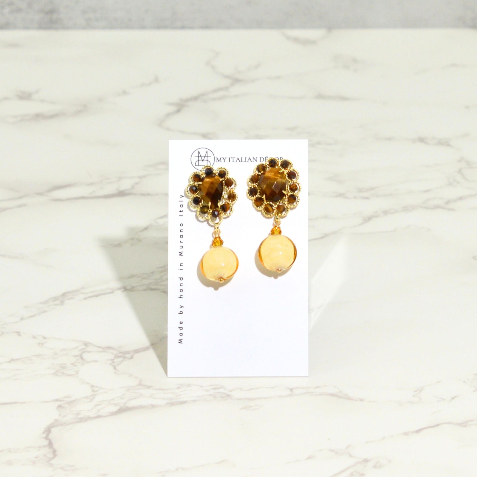 Murano Glass Victoria Earrings by My Italian Decor featuring vibrant Italian-made glass earrings with intricate design.
