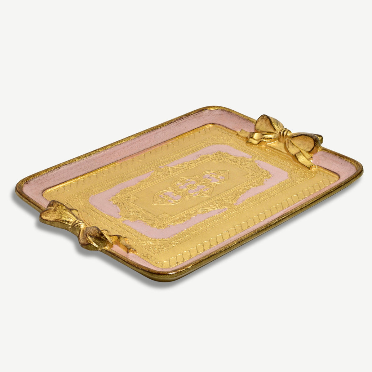 Florentine Carved Rectangle Bow Tray, Made in Italy