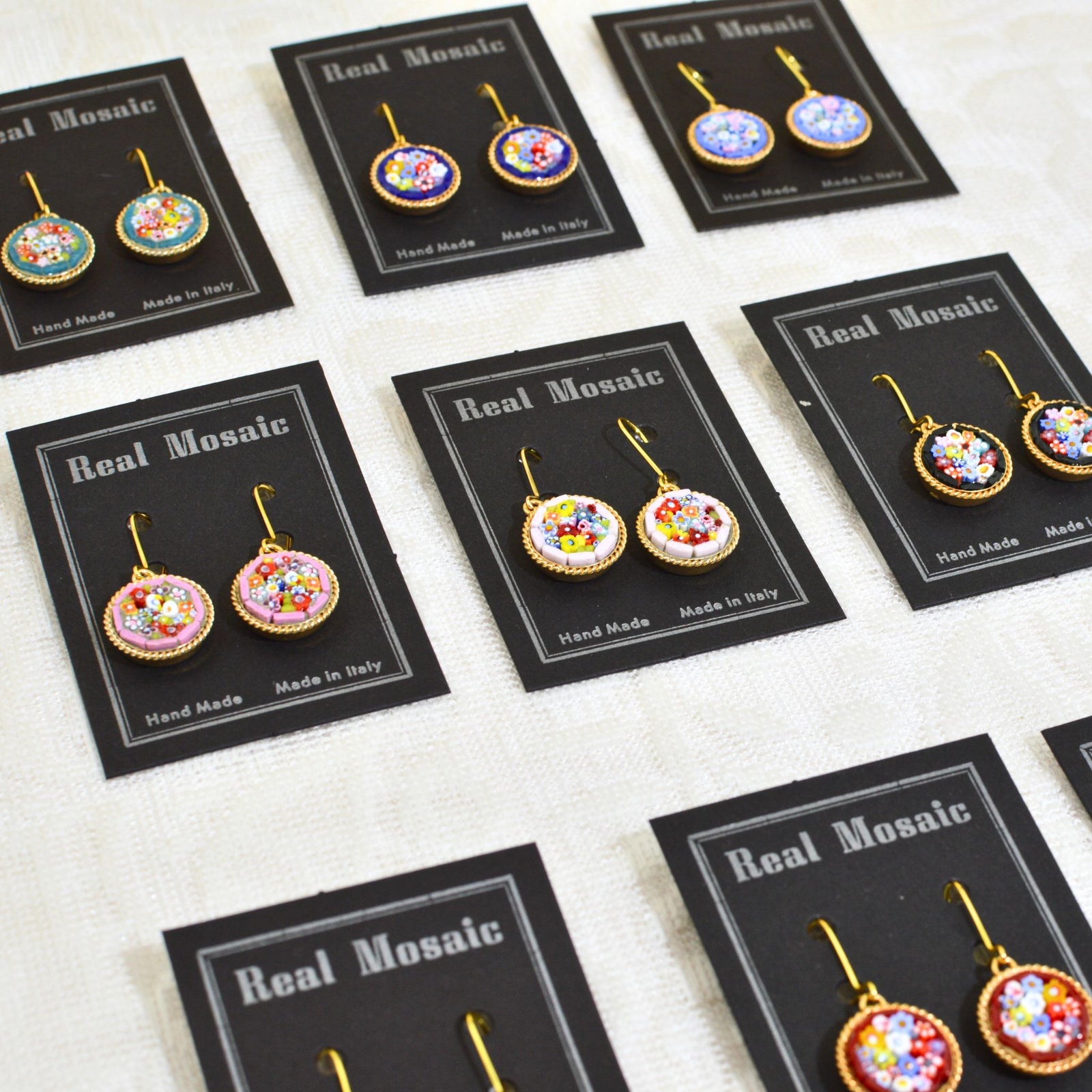 Florentine Mosaic Earrings, Large Circle Shape, Made in Italy - My Italian Decor