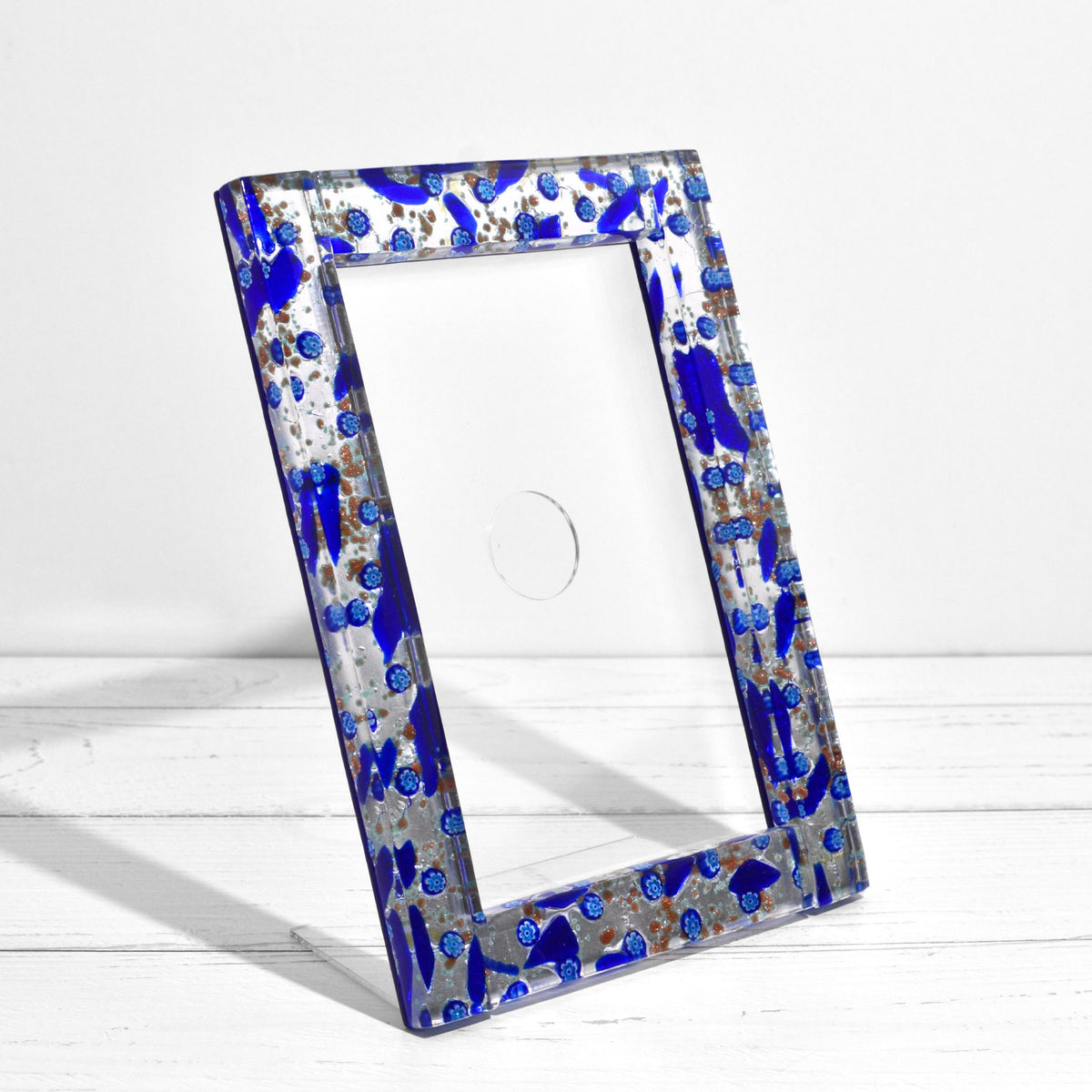 Blue Murano Glass Millefiori 5&quot; x 7&quot; Photo Frame, Made in Italy