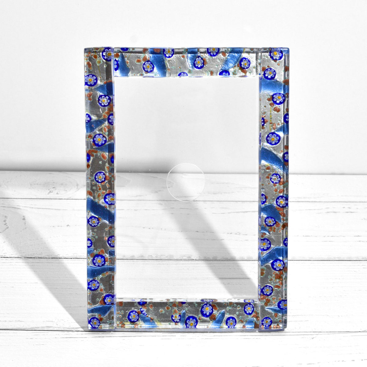 Blue Murano Glass Millefiori 5&quot; x 7&quot; Photo Frame, Made in Italy