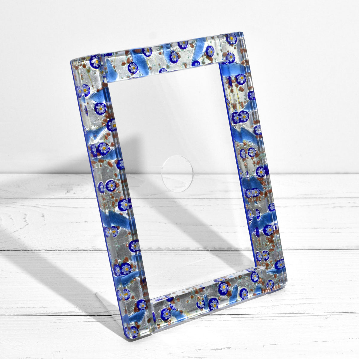 Blue Murano Glass Millefiori 5&quot; x 7&quot; Photo Frame, Made in Italy