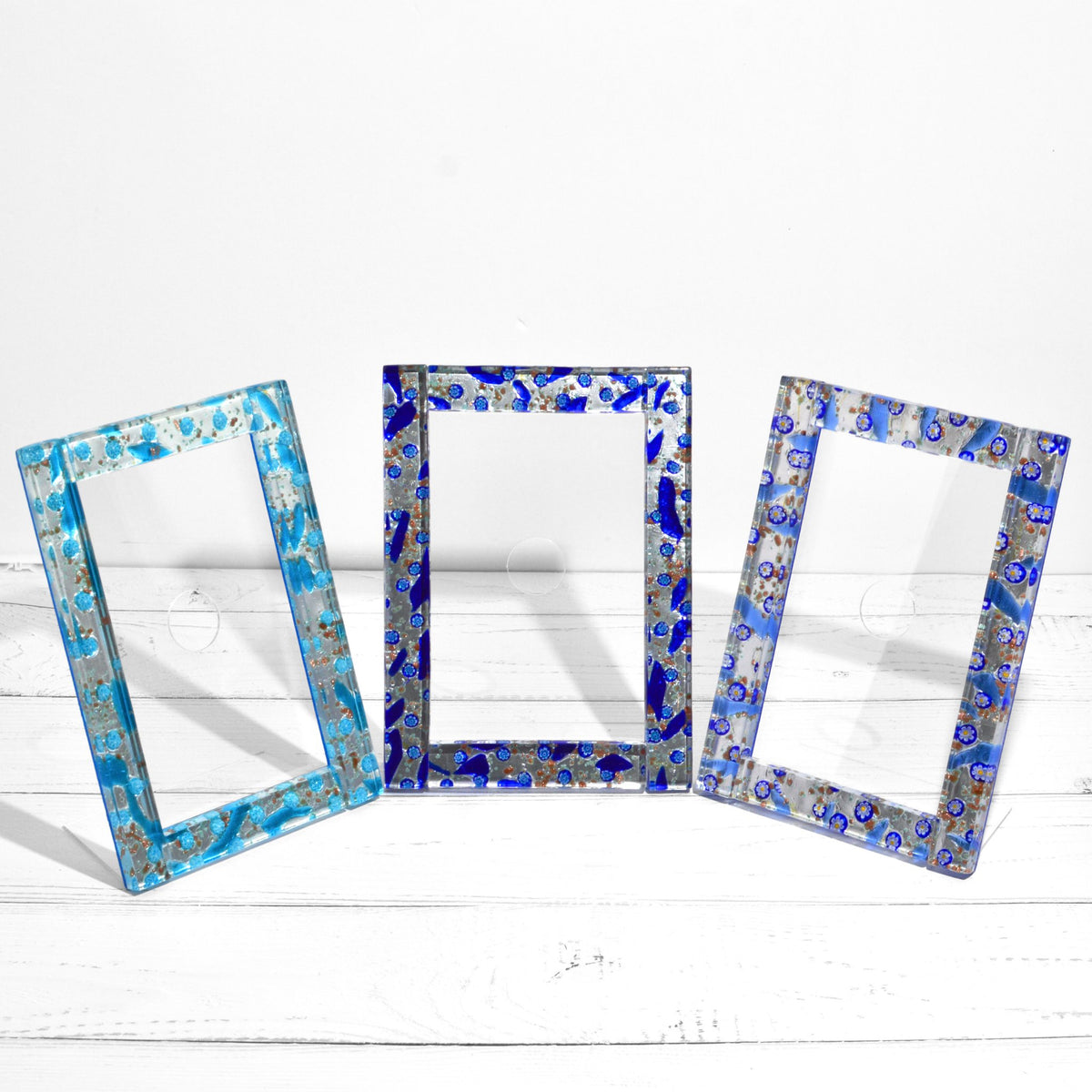 Blue Murano Glass Millefiori 5&quot; x 7&quot; Photo Frame, Made in Italy