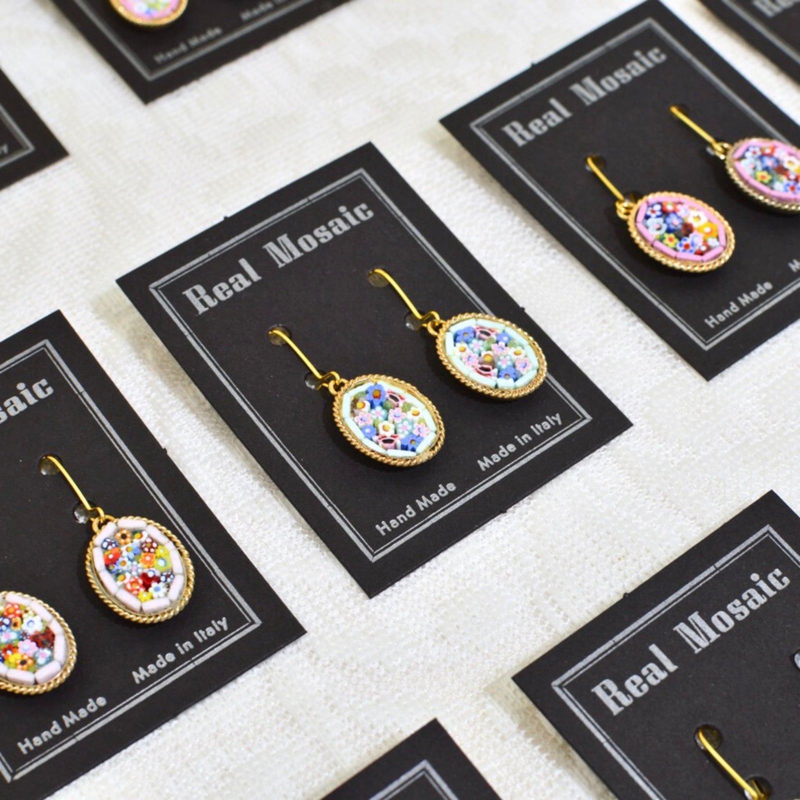 Florentine Micro Mosaic Earrings, Large Oval, Made in Italy - My Italian Decor