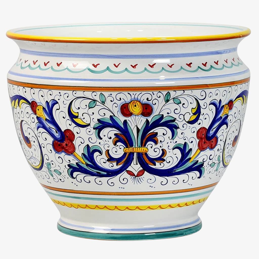 Large Hand Painted Bell Shaped Ceramic Planter, Ricco Design