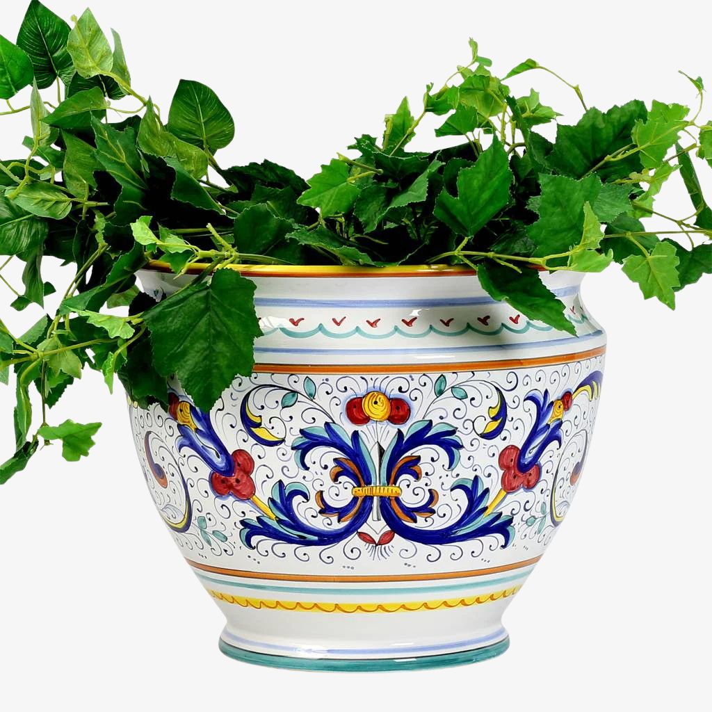 Large Hand Painted Bell Shaped Ceramic Planter, Ricco Design