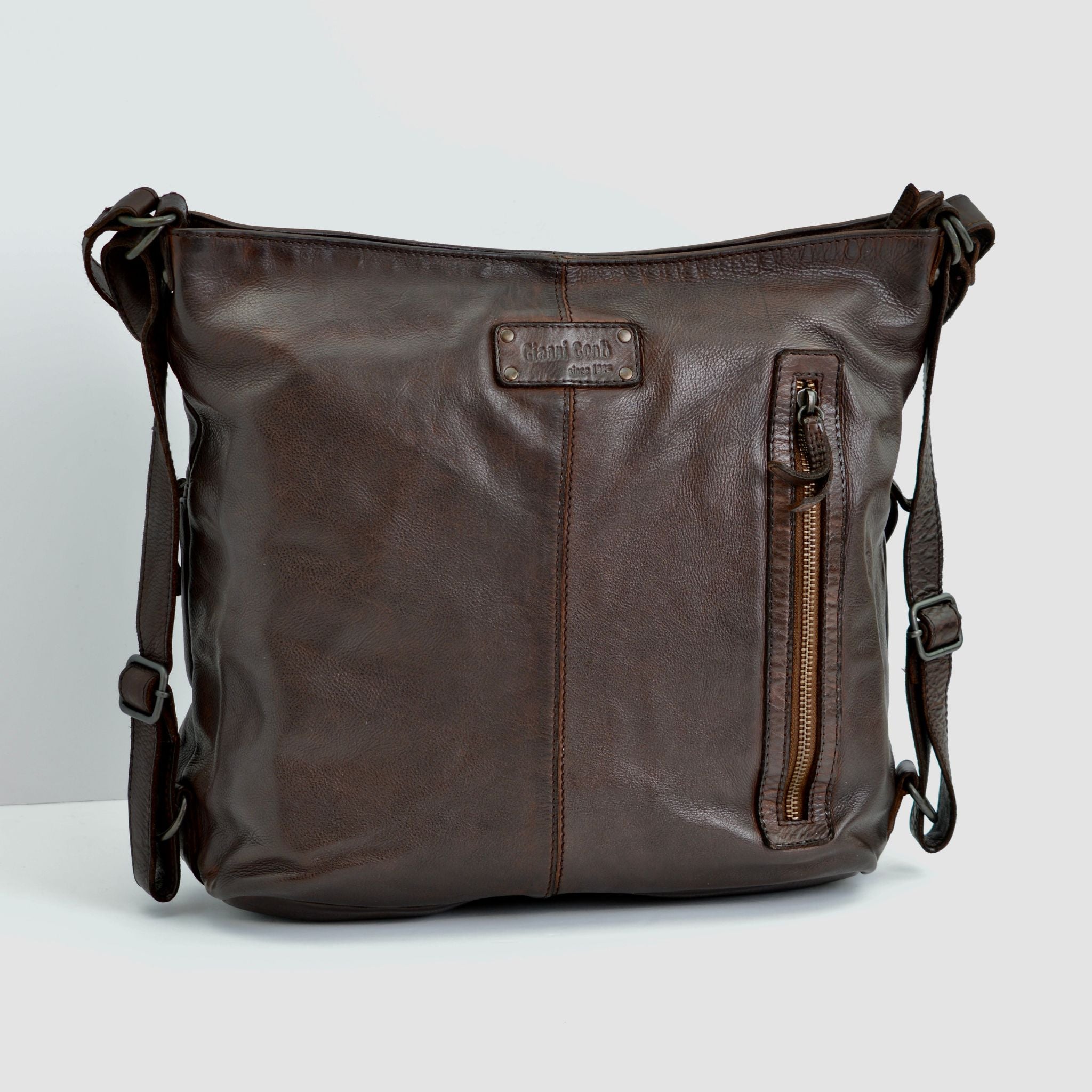 backpack convertible purse leather Lecce Italian Leather Convertible Handbag & Backpack Chocolate Brown