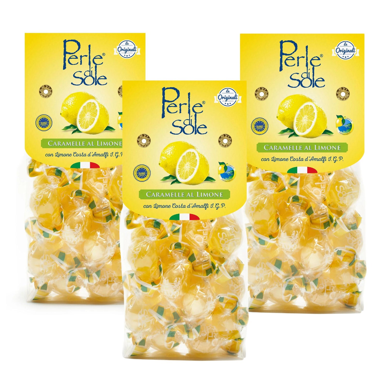 Perle di Sole, Lemon Hard Candies, 3 Bag Set, Made in Italy - My Italian Decor