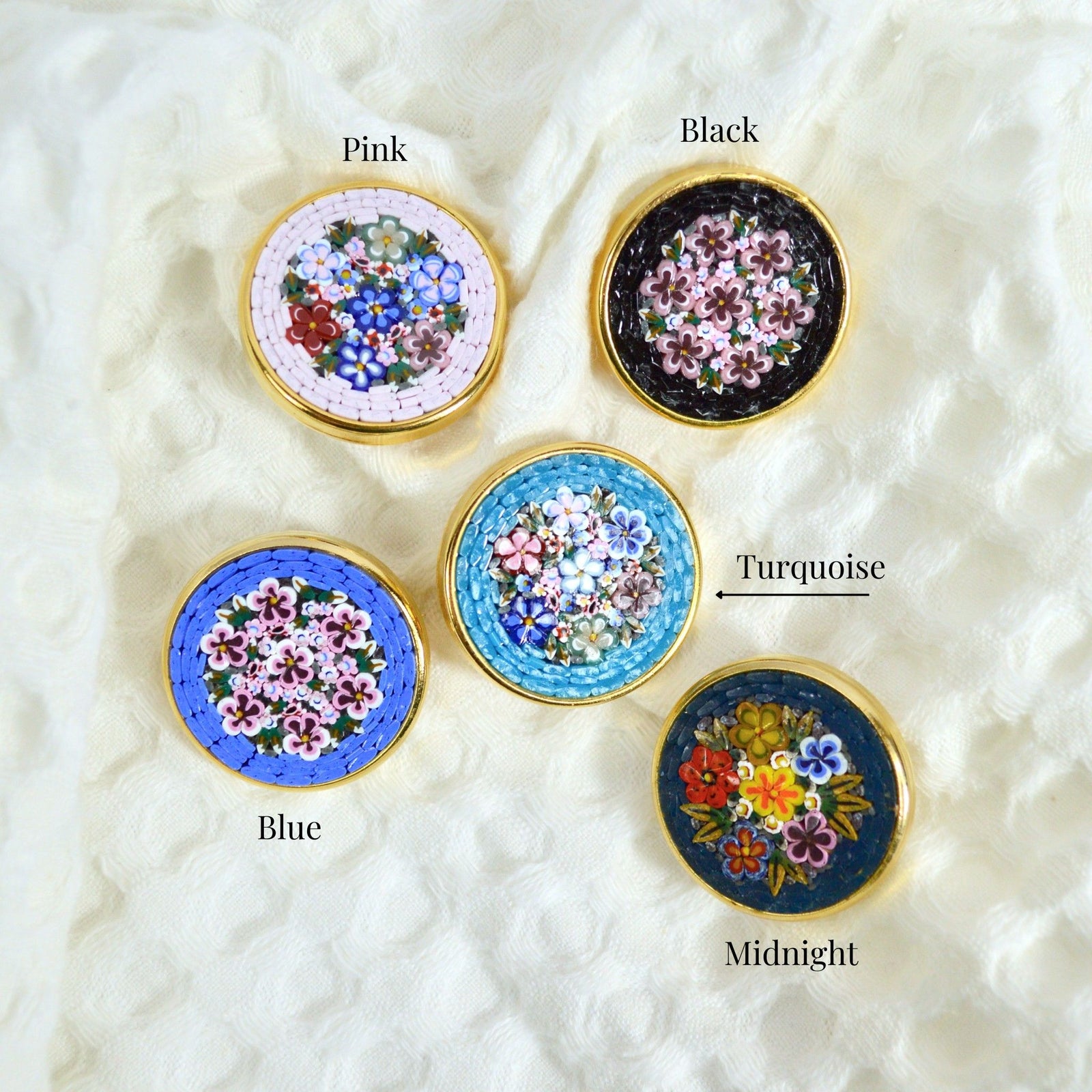 Florentine Mosaic Large Round Brooch, Lapel Pin, Made in Italy - My Italian Decor