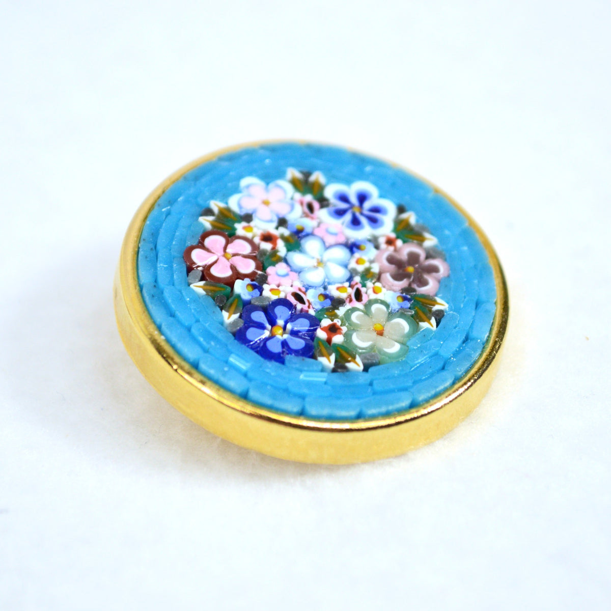 Florentine Mosaic Large Round Brooch, Lapel Pin, Made in Italy - My Italian Decor