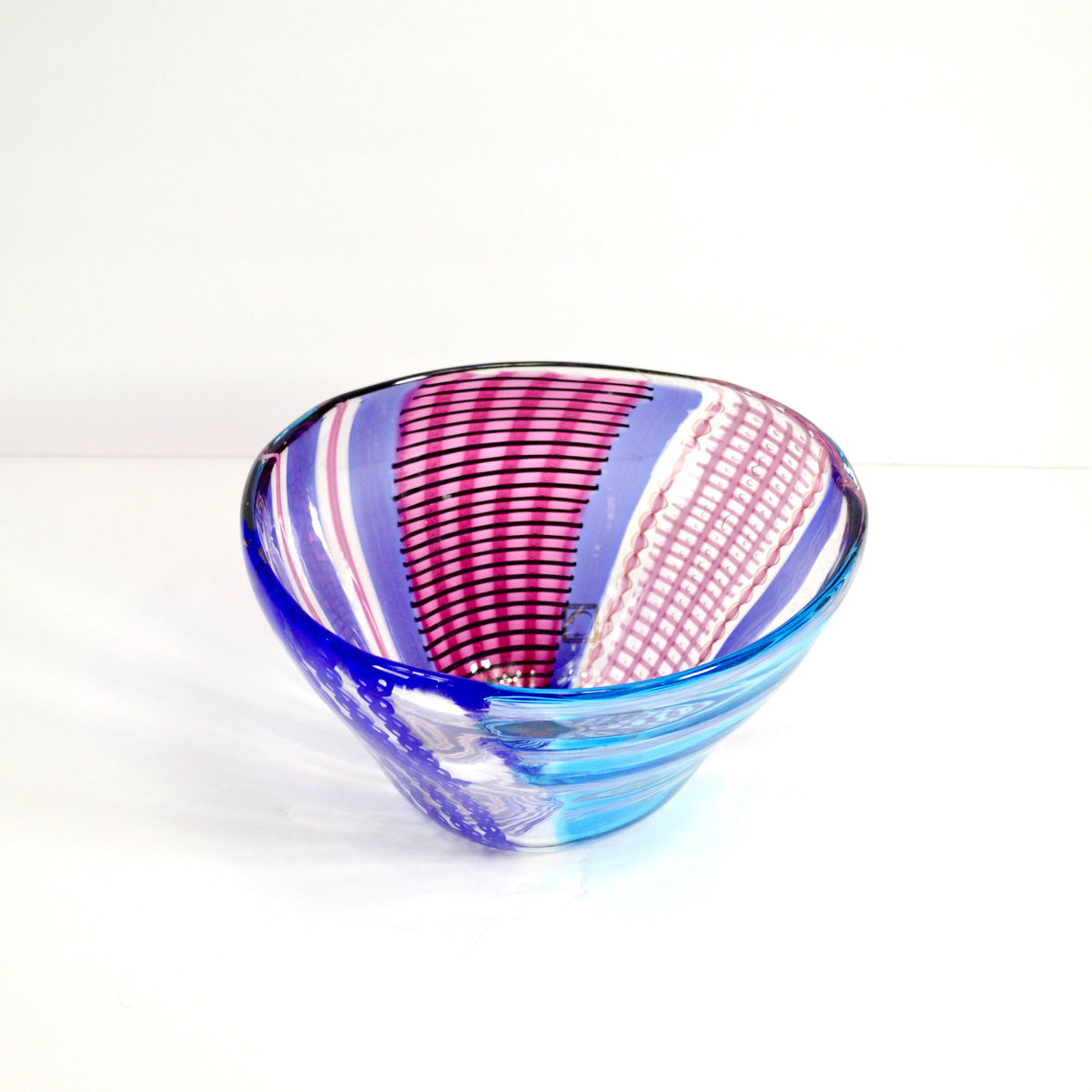 Murano Glass Large Art Centerpiece Bowl, lilac, blue, Made in Italy - My Italian Decor