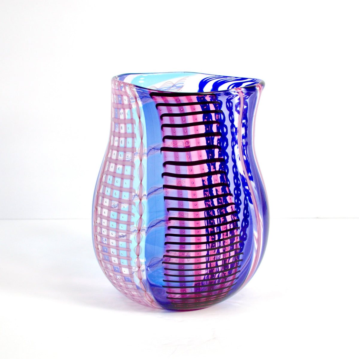 Murano Glass Large Art Vase, Vessel, Reticello, Made in Italy - My Italian Decor