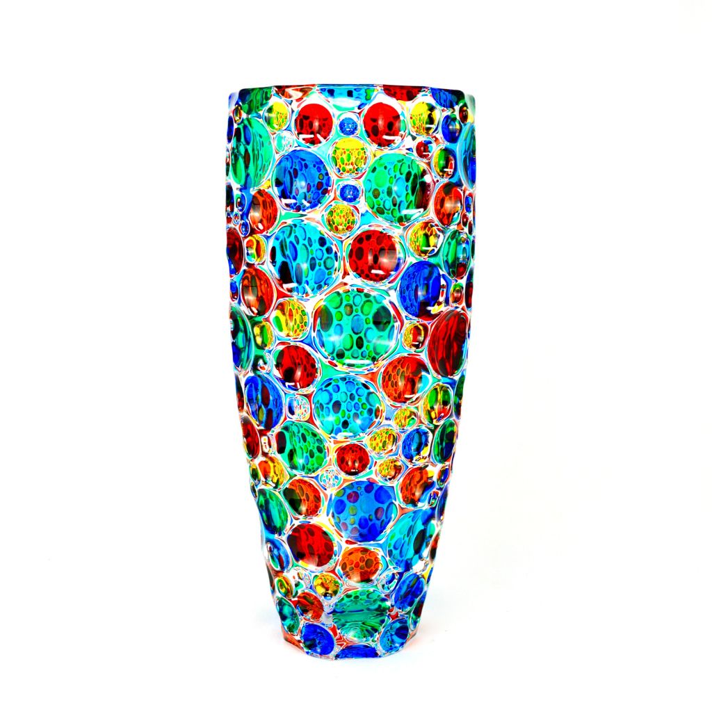 Hand-painted Lisboa Grande crystal vase by MyItalianDecor featuring elegant white design, made in Italy, perfect for floral displays.