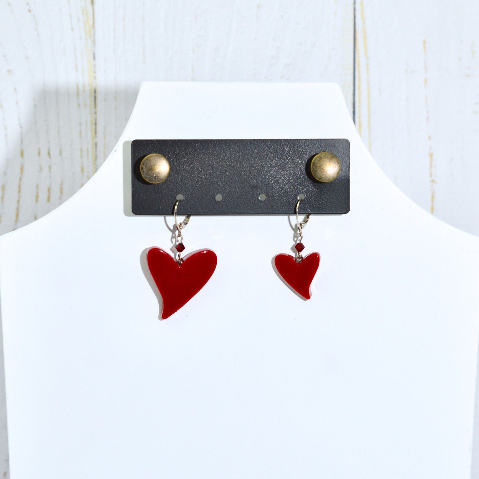 Heart Earrings, Red Resin, Handcrafted in Italy - My Italian Decor