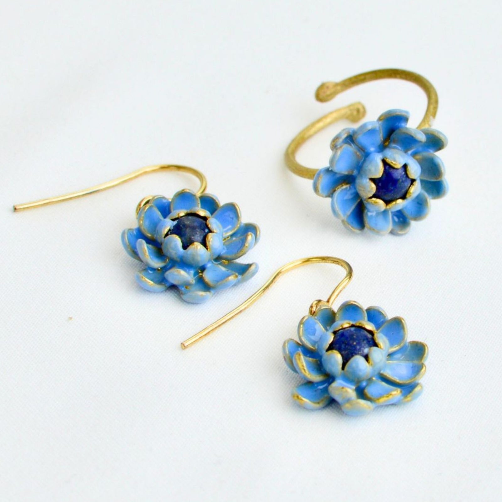 Giardino Collection, Lotus, Earring & Ring Set, Made in Sicily - My Italian Decor