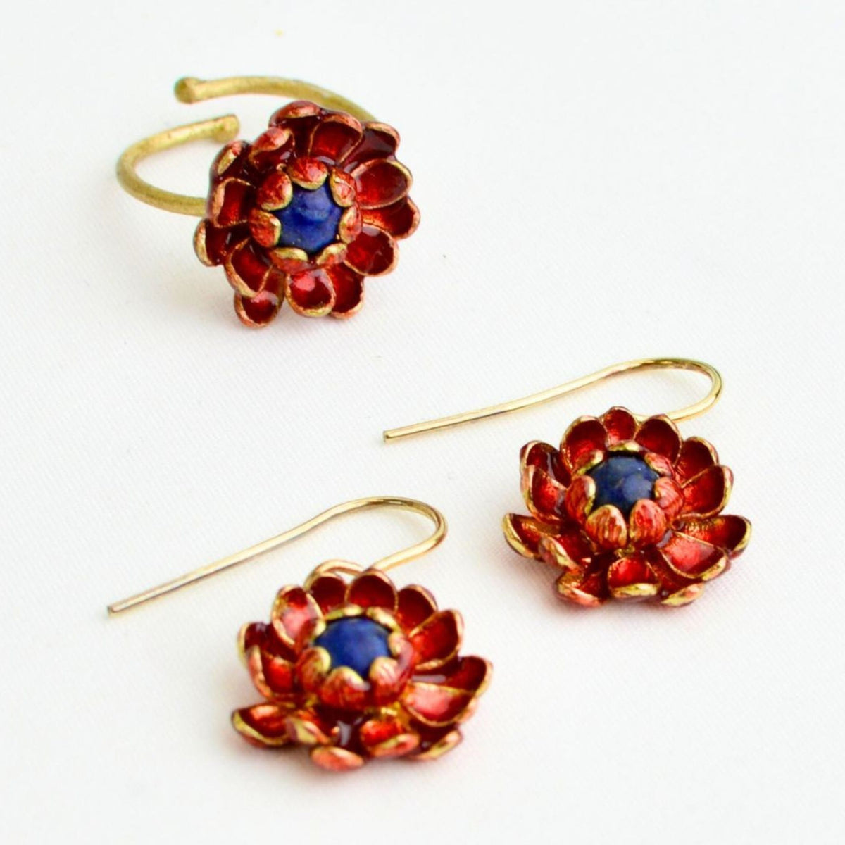 Giardino Collection, Lotus, Earring &amp; Ring Set, Made in Sicily - My Italian Decor
