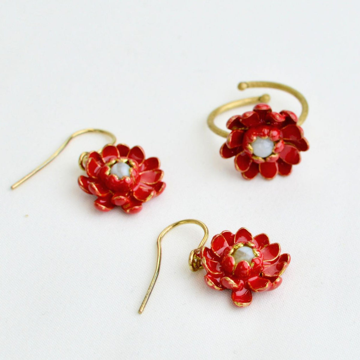Giardino Collection, Lotus, Earring &amp; Ring Set, Made in Sicily - My Italian Decor