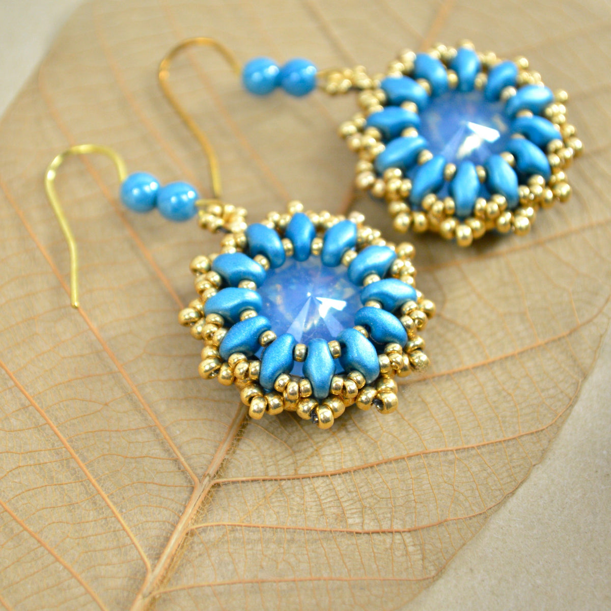 Lucca Woven Bead Earrings, Sky Blue, Handmade In Italy - My Italian Decor