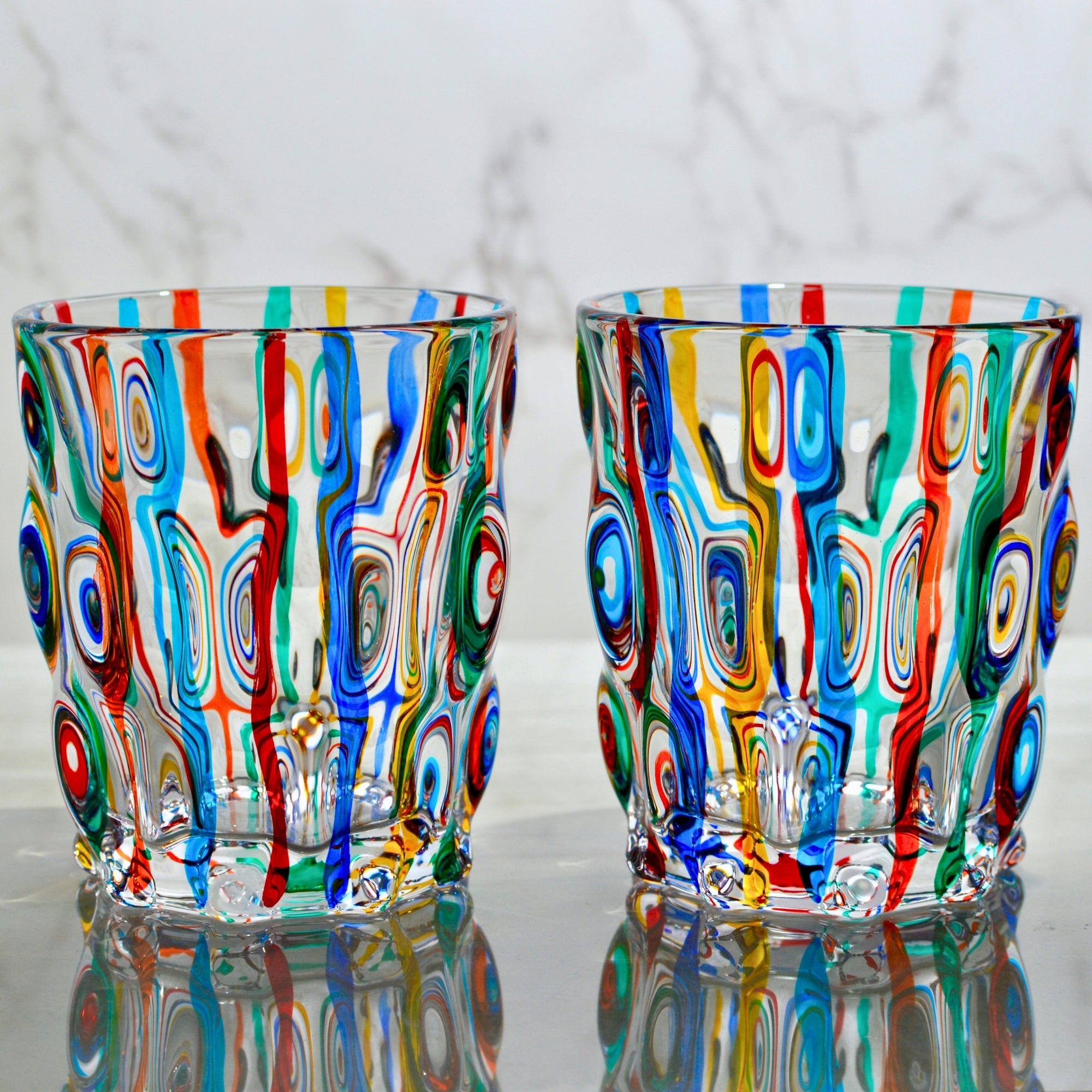 Lyrical Short Drink Glasses, Set of 2, Made in Italy - My Italian Decor
