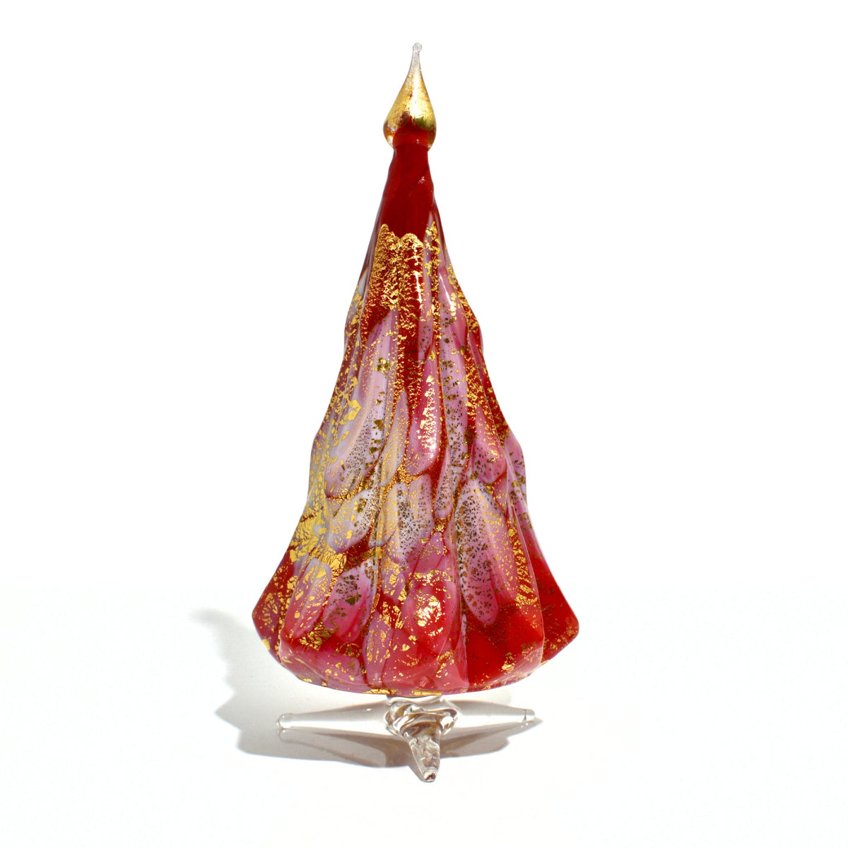 Murano Blown Glass Macchia Christmas Tree, Handmade, 24k Gold