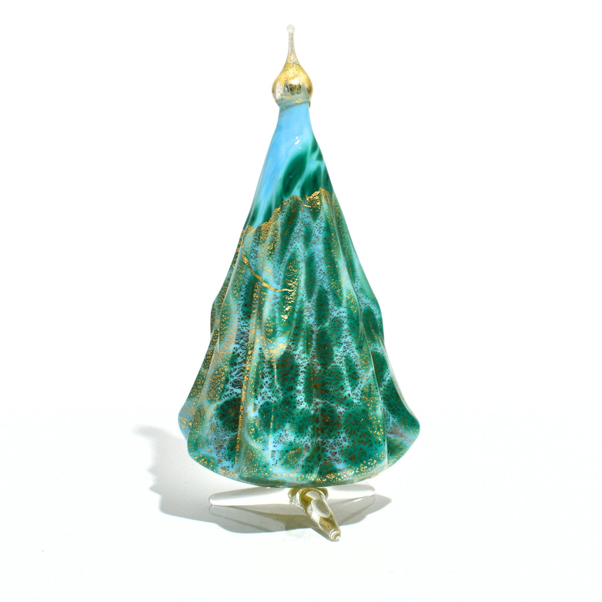 Murano Blown Glass Macchia Christmas Tree, Handmade, 24k Gold