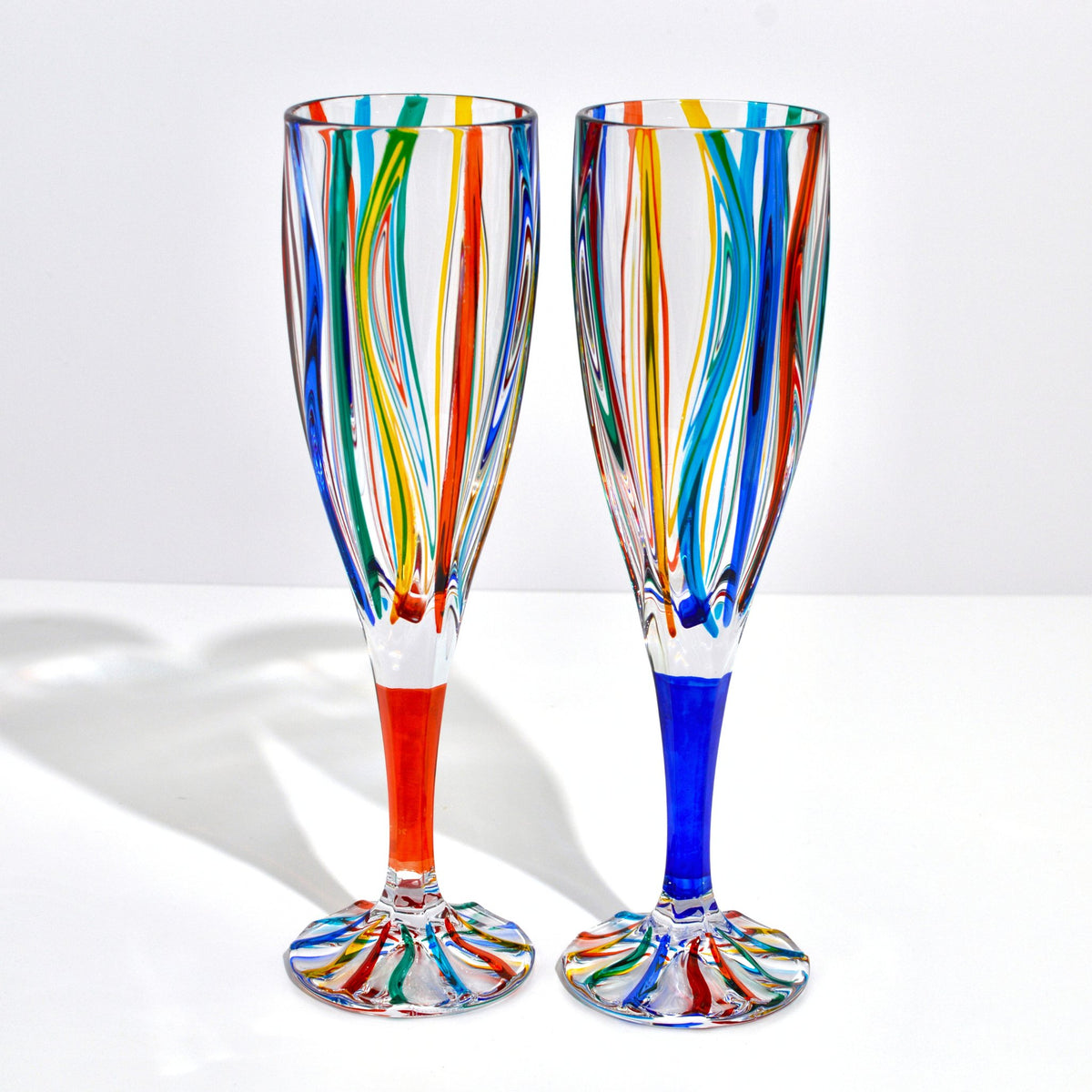 Mare Hand Painted Italian Crystal Champagne Glasses, Set of 2