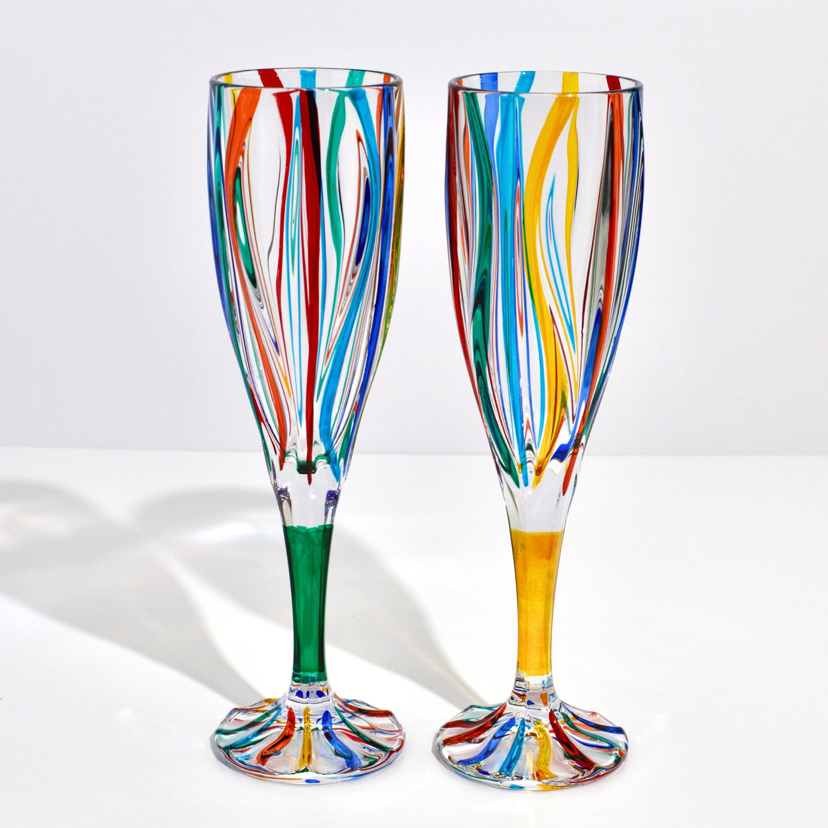 Mare Hand Painted Italian Crystal Champagne Glasses, Set of 2