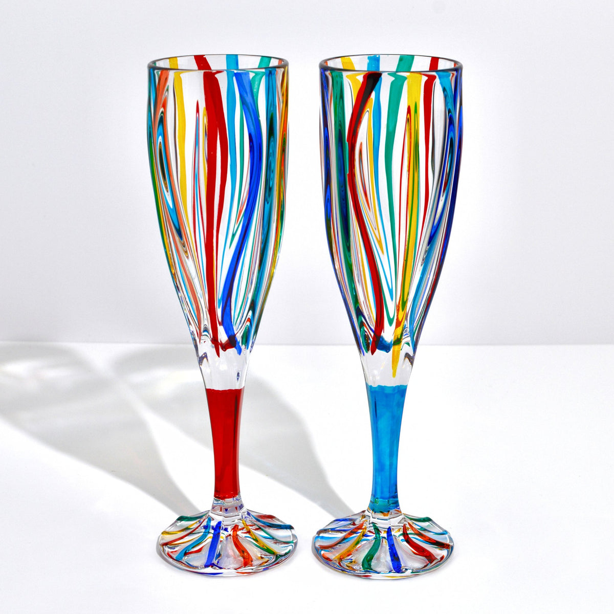 Mare Hand Painted Italian Crystal Champagne Glasses, Set of 2