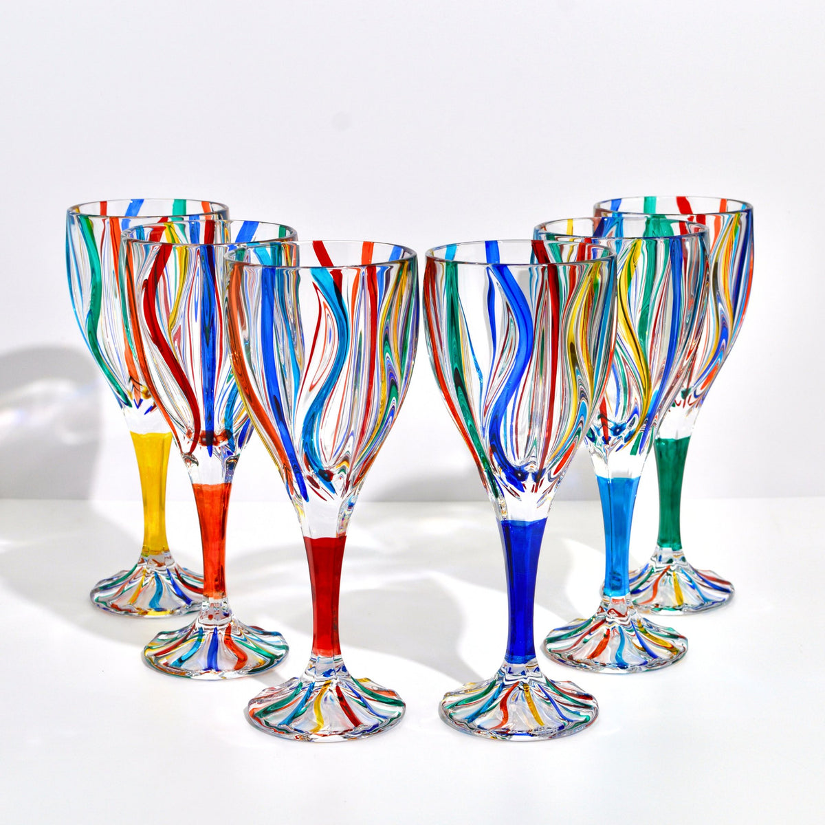 Mare Hand Painted Italian Crystal Wine Glasses, Set of 2