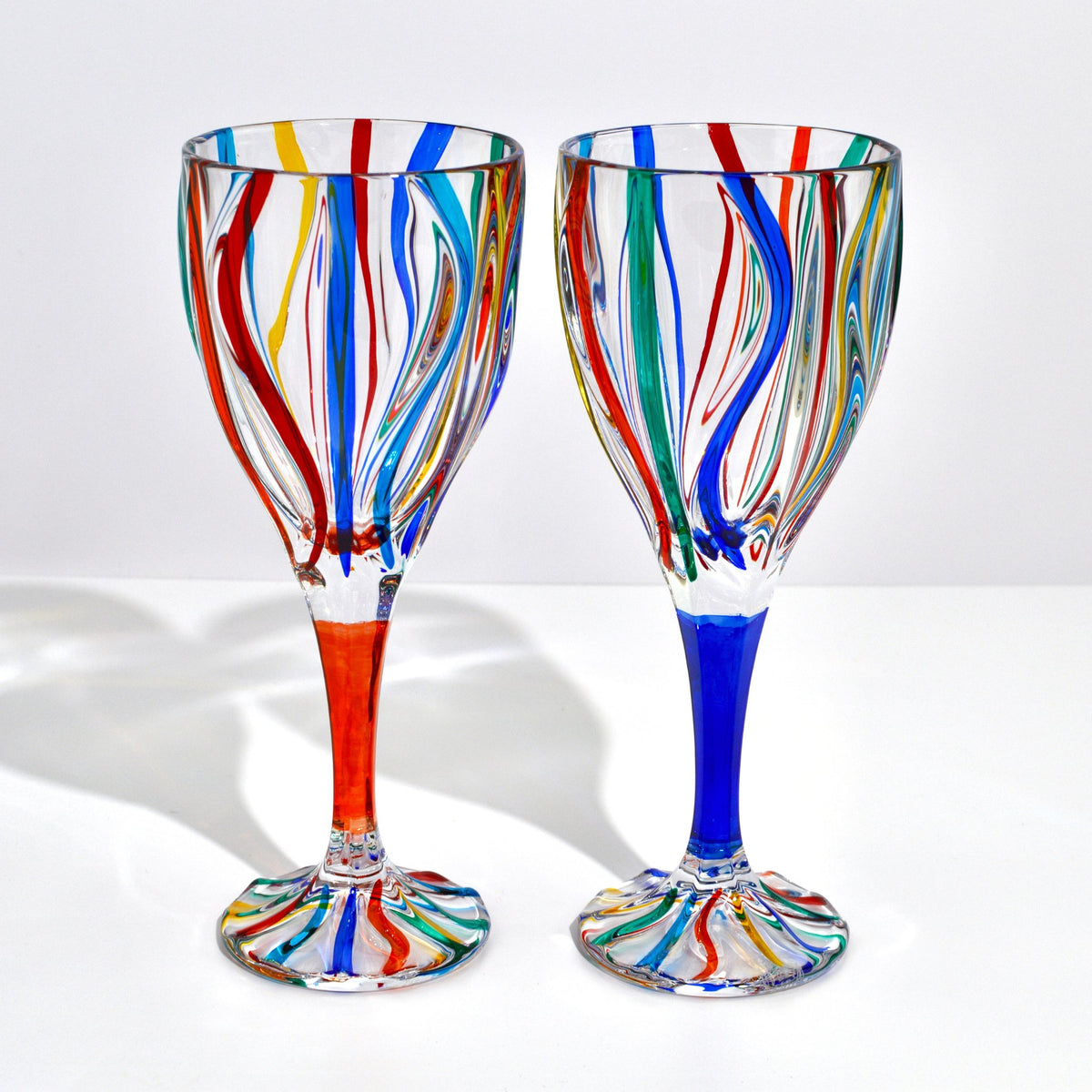 Mare Hand Painted Italian Crystal Wine Glasses, Set of 2