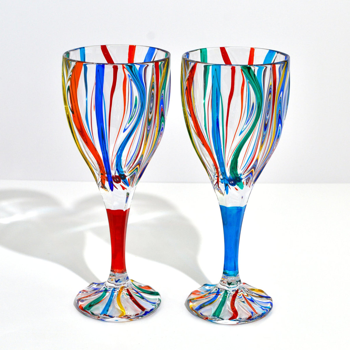 Mare Hand Painted Italian Crystal Wine Glasses, Set of 2