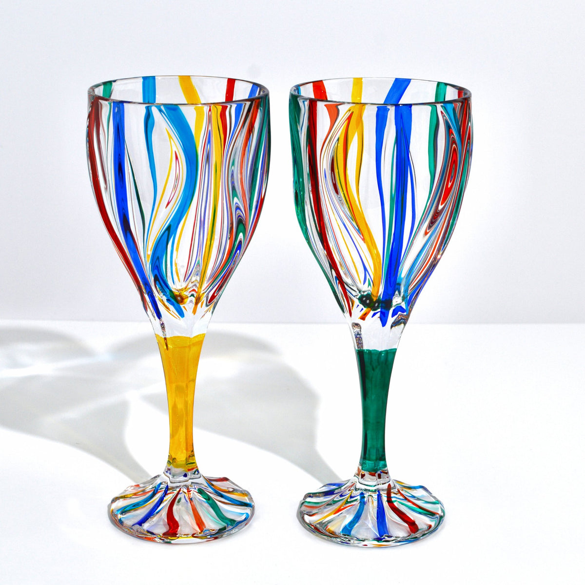 Mare Hand Painted Italian Crystal Wine Glasses, Set of 2