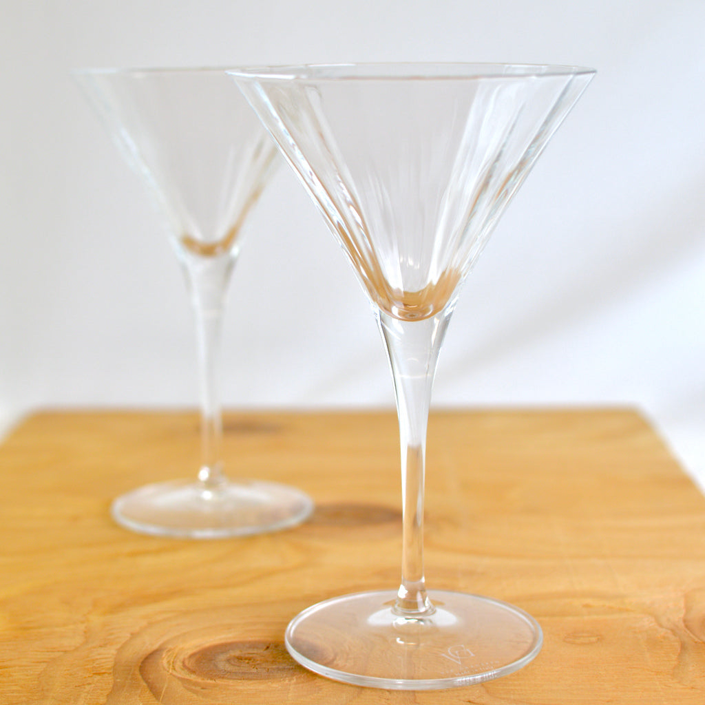 Set of 2 Martini Glasses - Bach Clear Italian Glass - Made in Italy - My Italian Decor